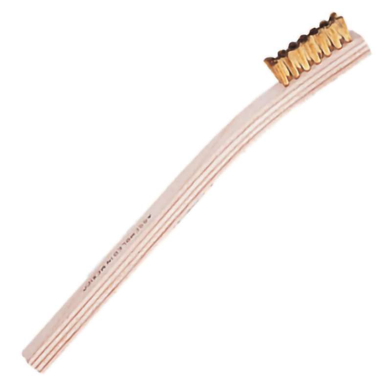 Scratch Brush, Brass, ESD, 7/16", 0.003" Bristle, Wood, 1/4"x7-3/4"